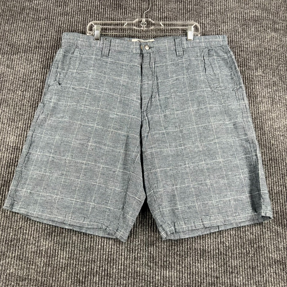 Mountain Khakis Shorts Mens Size 40 Blue Plaid Chino Outdoor Linen Blend Camp